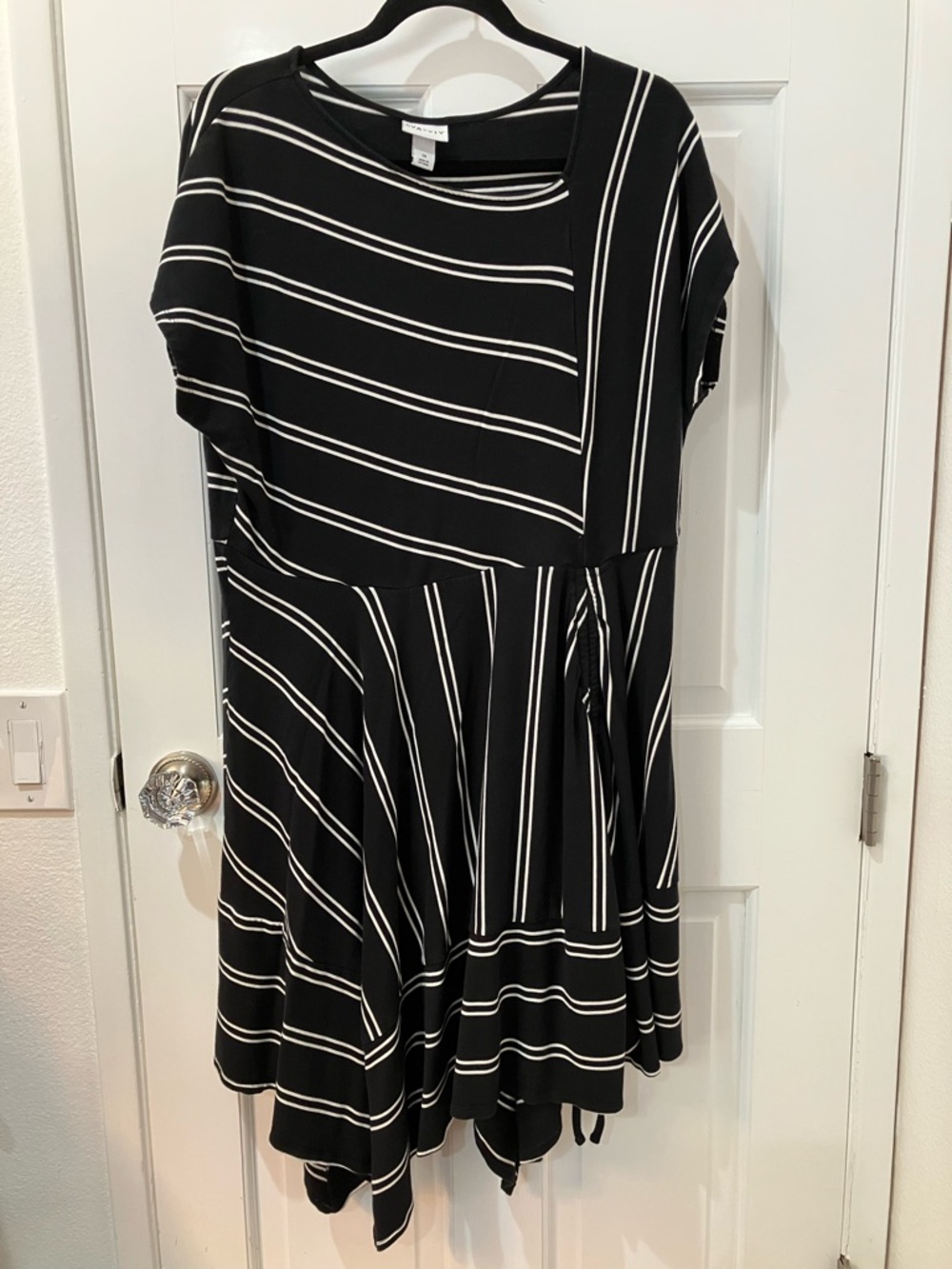 Ava & Viv Black and White Asymmetrical Stripe Dress